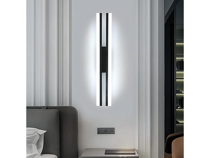Applique murale LED d'intérieur, design linéaire, moderne, lumière blanche 6500 K, longue applique LED 16 W pour salon, chambre, couloir, noir
