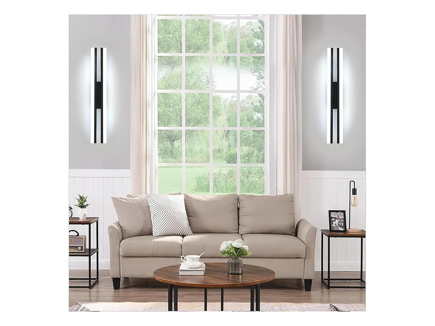 Applique murale LED d'intérieur, design linéaire, moderne, lumière blanche 6500 K, longue applique LED 16 W pour salon, chambre, couloir, noir