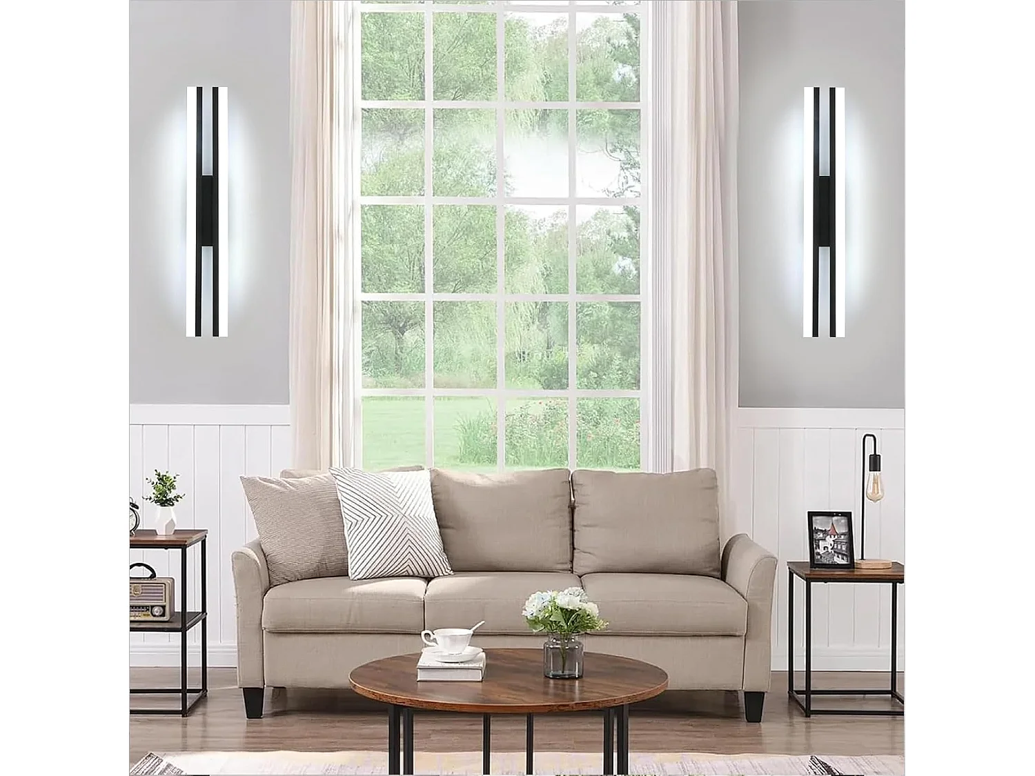 Applique murale LED d'intérieur, design linéaire, moderne, lumière blanche 6500 K, longue applique LED 16 W pour salon, chambre, couloir, noir