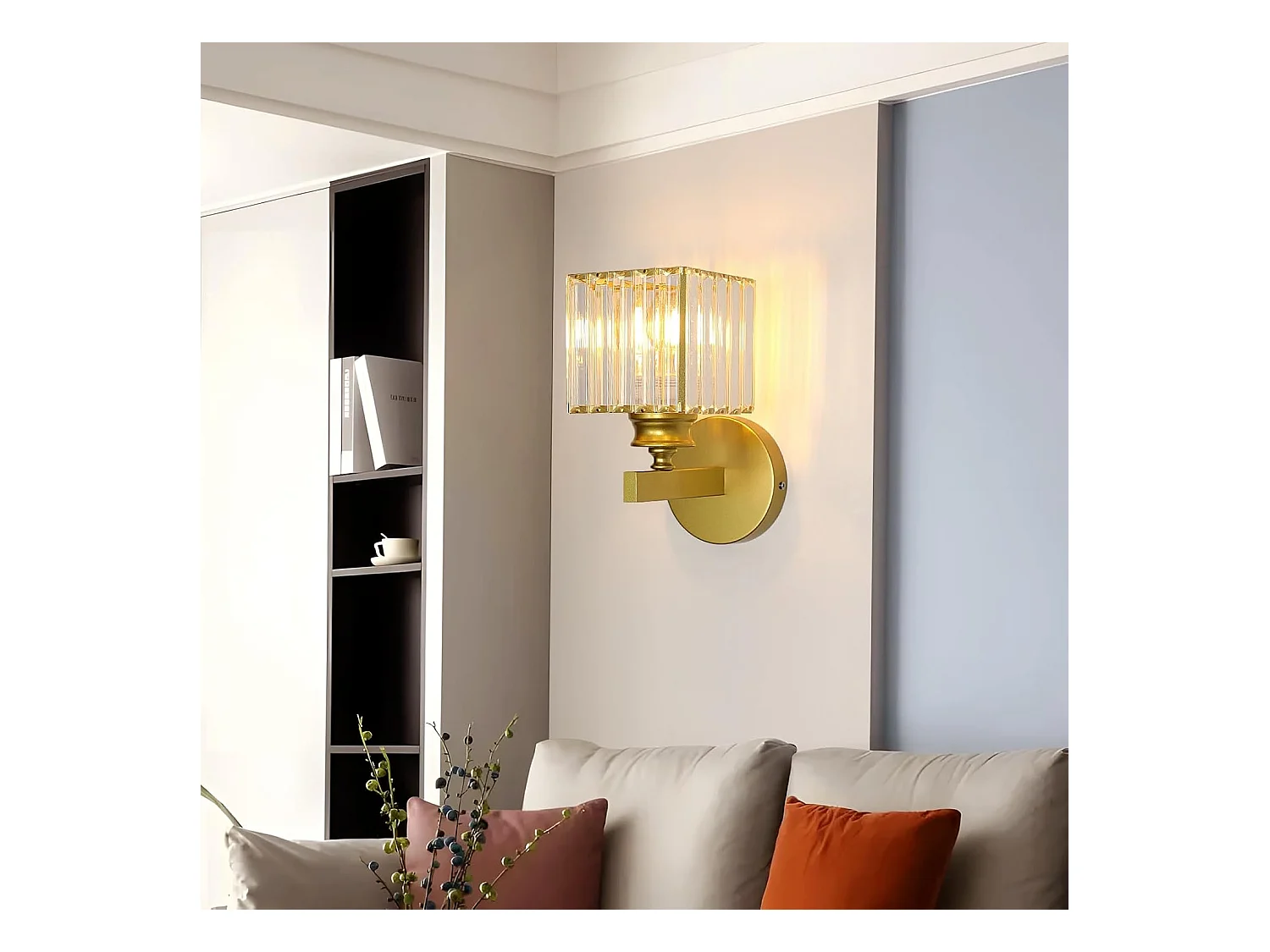 Applique d'intérieur en cristal, applique d'intérieur dorée E27, applique pour chambre, salon, salle à manger, couloir (sans ampoule)