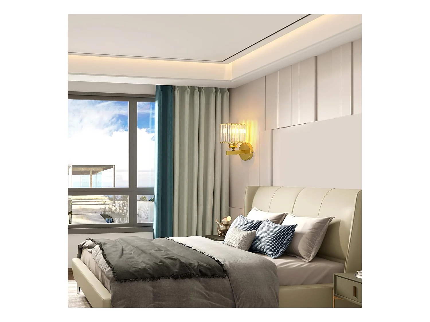 Applique d'intérieur en cristal, applique d'intérieur dorée E27, applique pour chambre, salon, salle à manger, couloir (sans ampoule)