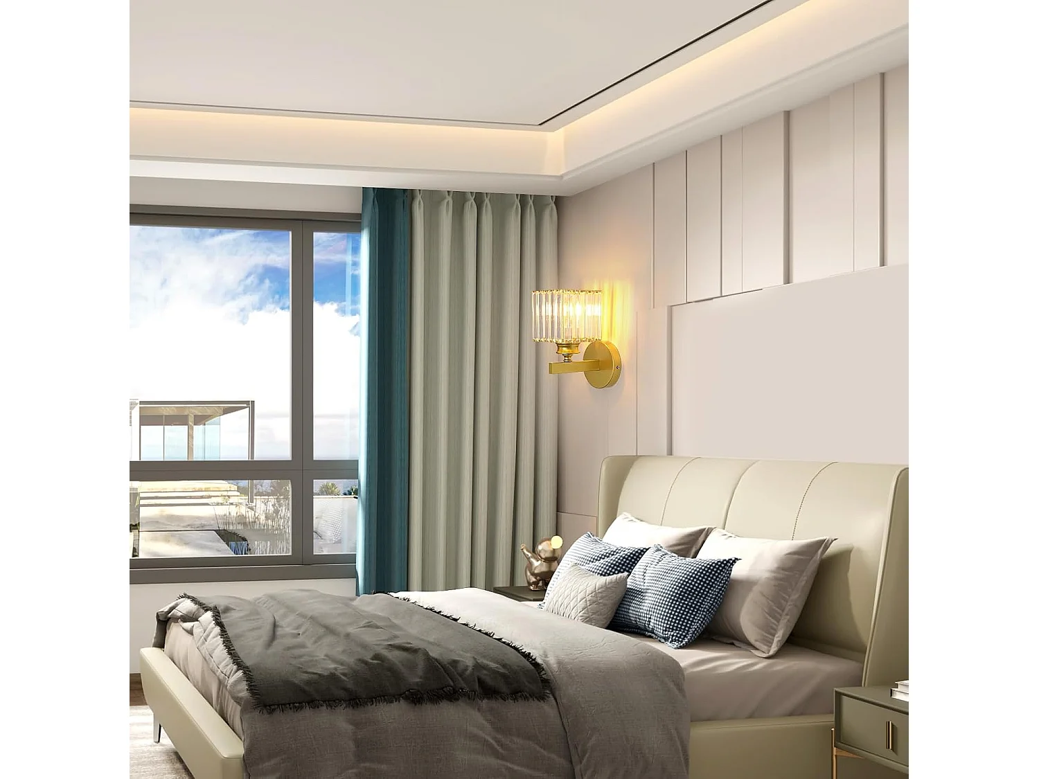 Applique d'intérieur en cristal, applique d'intérieur dorée E27, applique pour chambre, salon, salle à manger, couloir (sans ampoule)