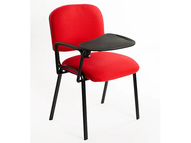 Set di 6 sedie Impilabili in Tessuto con Ribaltina scrittoio tavoletta per studio sala conferenza convegni - Rosso