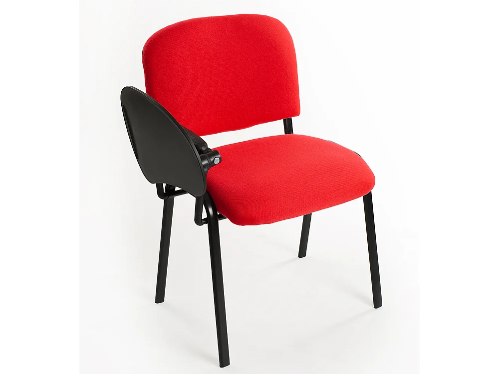 Set di 6 sedie Impilabili in Tessuto con Ribaltina scrittoio tavoletta per studio sala conferenza convegni - Rosso