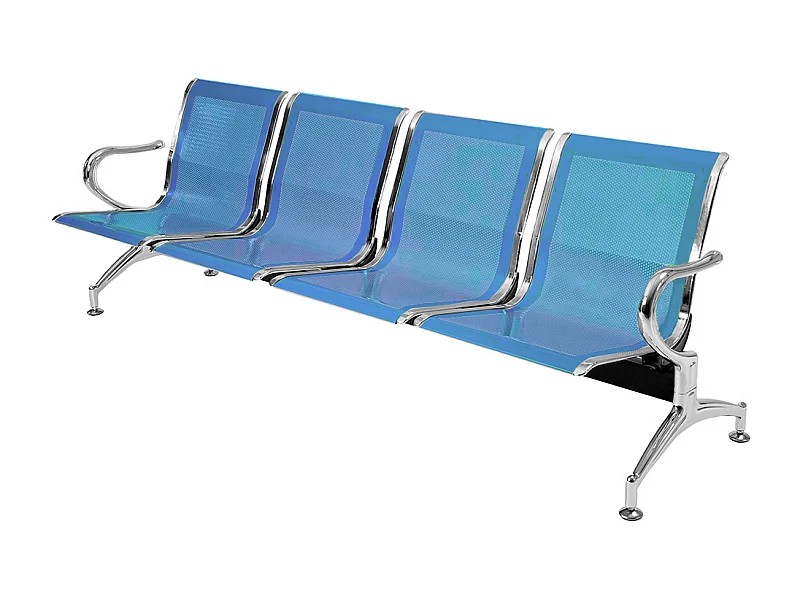 Panca per sala attesa aspetto studio medico o professionale a 4 posti - colore blu