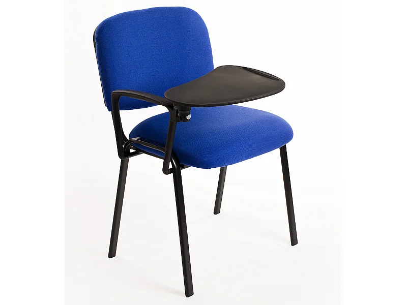 Set di 6 sedie Impilabili in Tessuto con Ribaltina scrittoio tavoletta per studio sala conferenza convegni - Blu