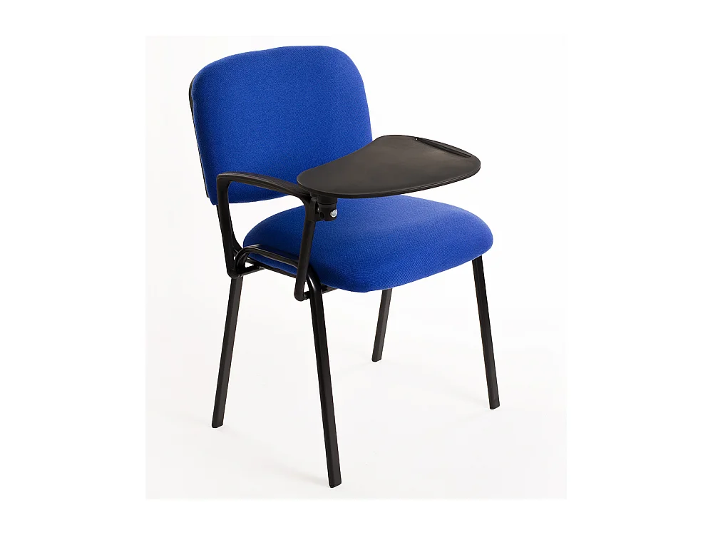 Set di 6 sedie Impilabili in Tessuto con Ribaltina scrittoio tavoletta per studio sala conferenza convegni - Blu