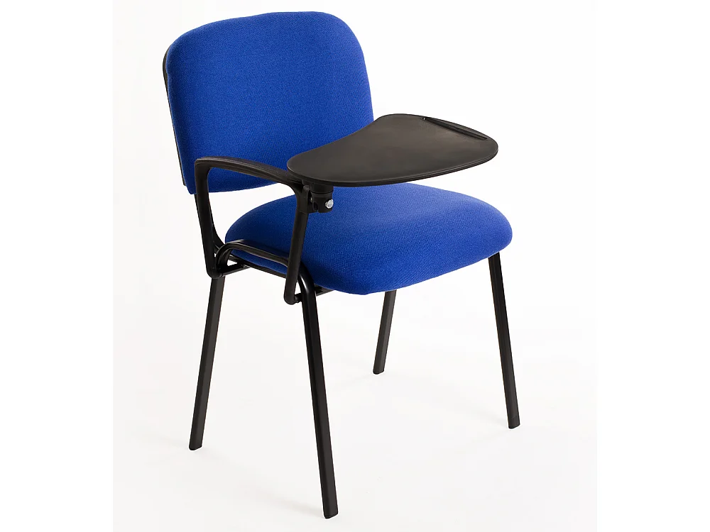 Set di 6 sedie Impilabili in Tessuto con Ribaltina scrittoio tavoletta per studio sala conferenza convegni - Blu
