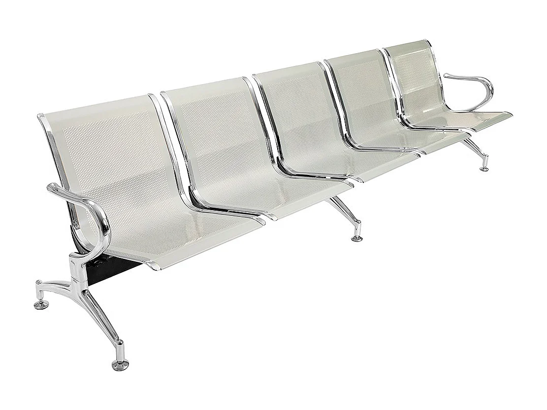 Panca per sala attesa aspetto studio ufficio in acciaio a 5 posti - colore silver