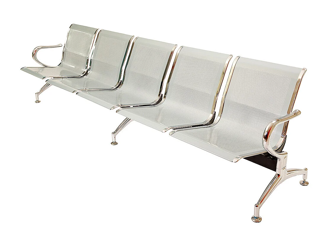 Panca per sala attesa aspetto studio ufficio in acciaio a 5 posti - colore silver
