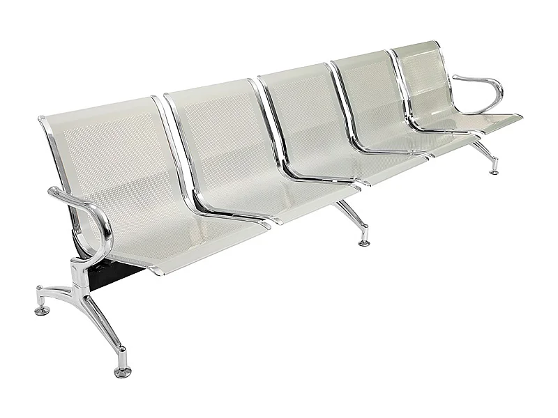 Panca per sala attesa aspetto studio ufficio in acciaio a 5 posti - colore silver