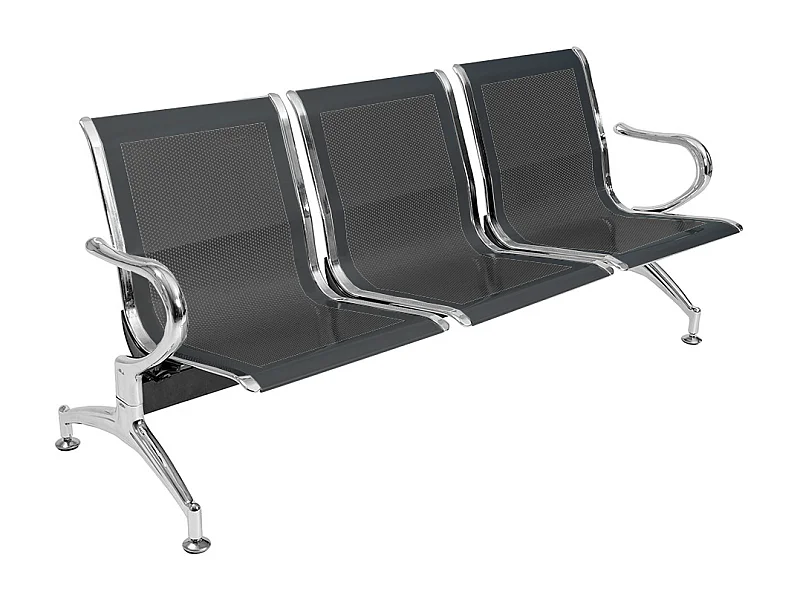 Panca in acciao per sala attesa ufficio studio a 3 posti - colore nero