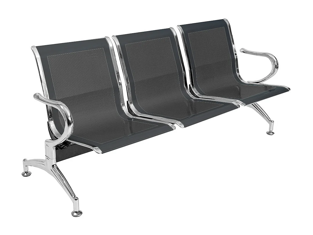 Panca in acciao per sala attesa ufficio studio a 3 posti - colore nero