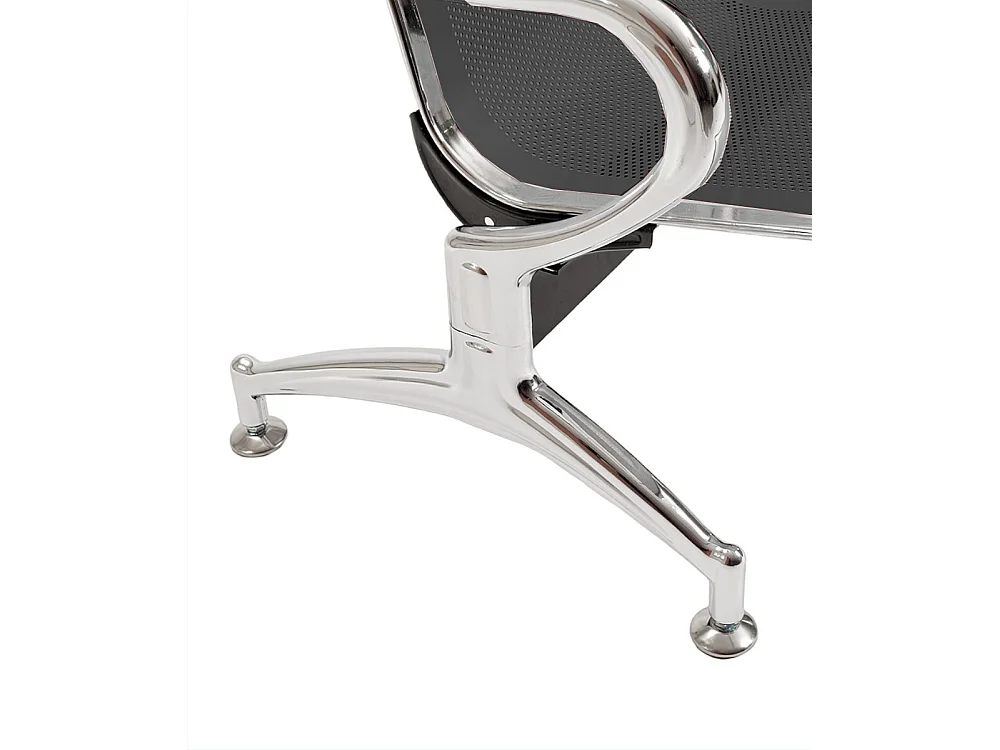 Panca in acciao per sala attesa ufficio studio a 3 posti - colore nero