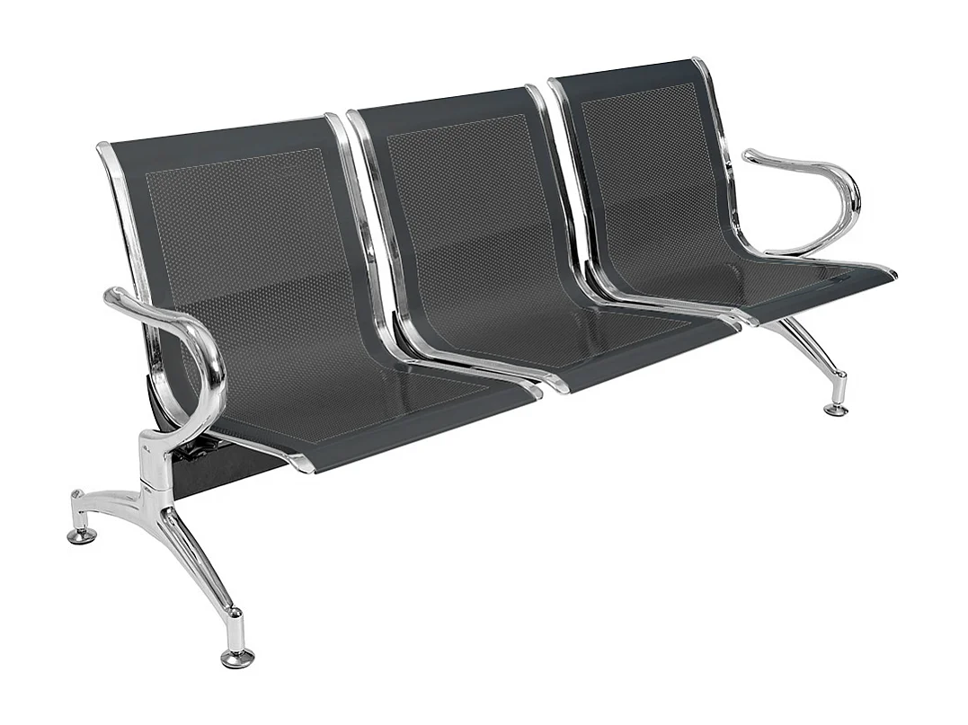 Panca in acciao per sala attesa ufficio studio a 3 posti - colore nero