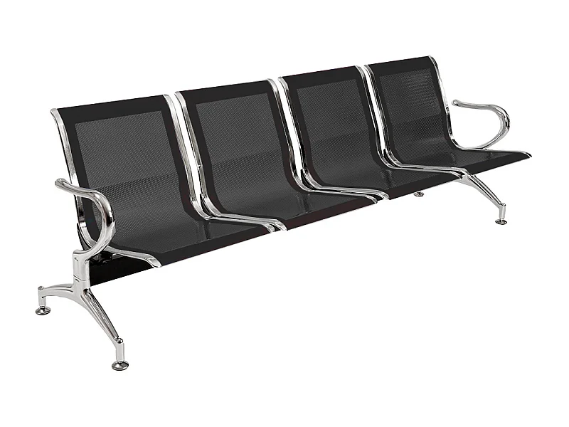 Panca per sala attesa aspetto studio medico o professionale a 4 posti - colore nero