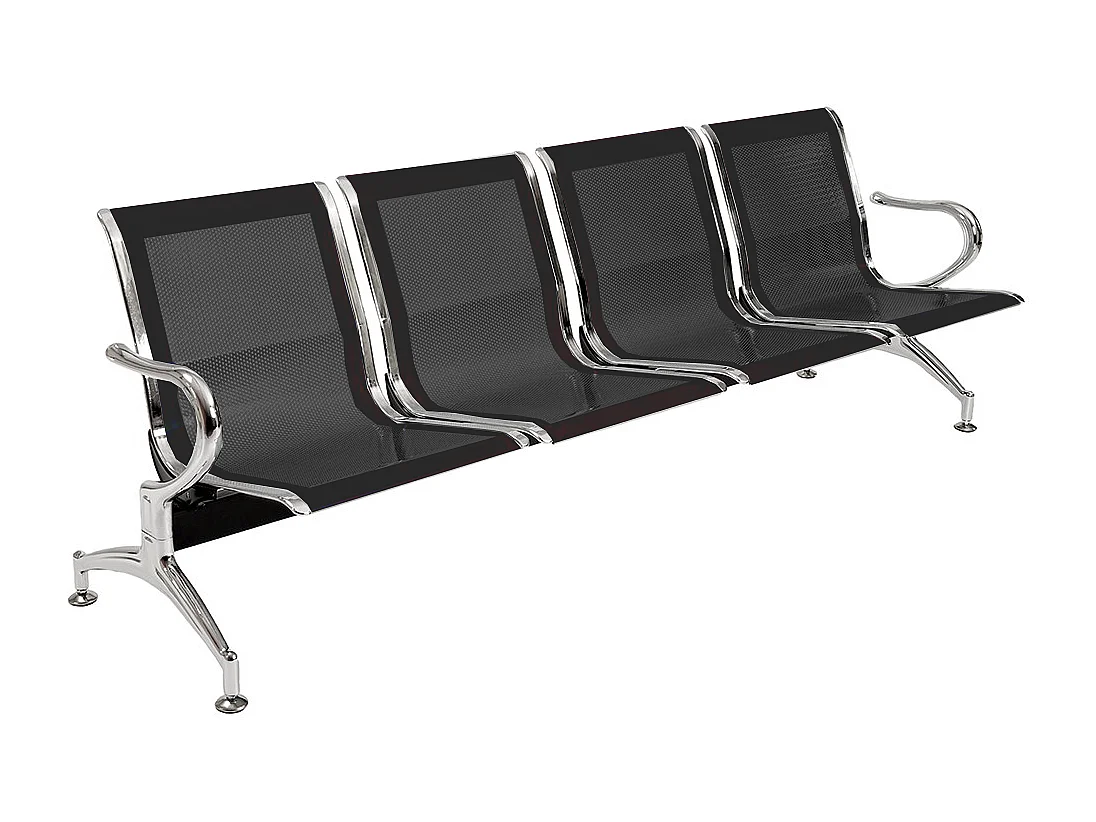Panca per sala attesa aspetto studio medico o professionale a 4 posti - colore nero