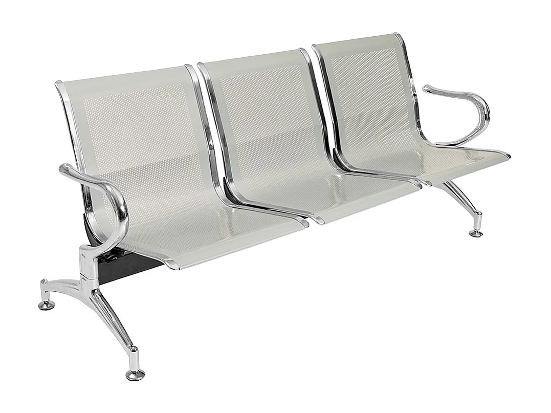 Panca in acciao per sala attesa ufficio studio a 3 posti - colore silver