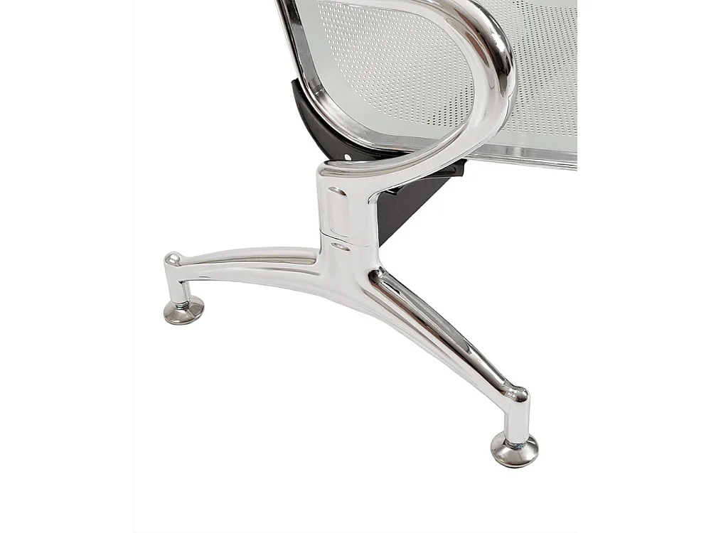 Panca in acciao per sala attesa ufficio studio a 3 posti - colore silver