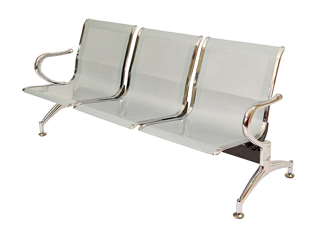 Panca in acciao per sala attesa ufficio studio a 3 posti - colore silver