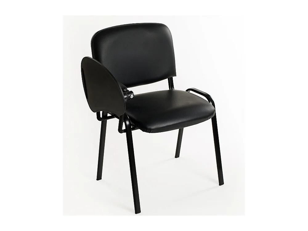 Set di 6 sedie impilabili in Ecopelle con Ribaltina scrittoio tavoletta per studio sala conferenza convegni - Nero
