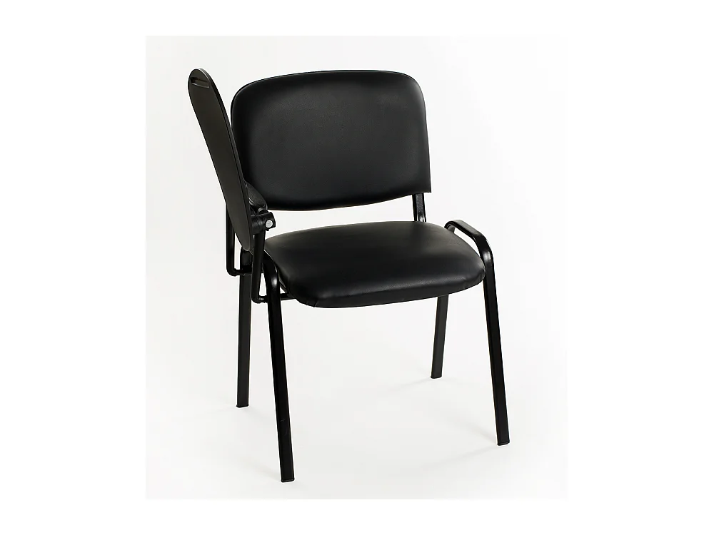 Set di 6 sedie impilabili in Ecopelle con Ribaltina scrittoio tavoletta per studio sala conferenza convegni - Nero