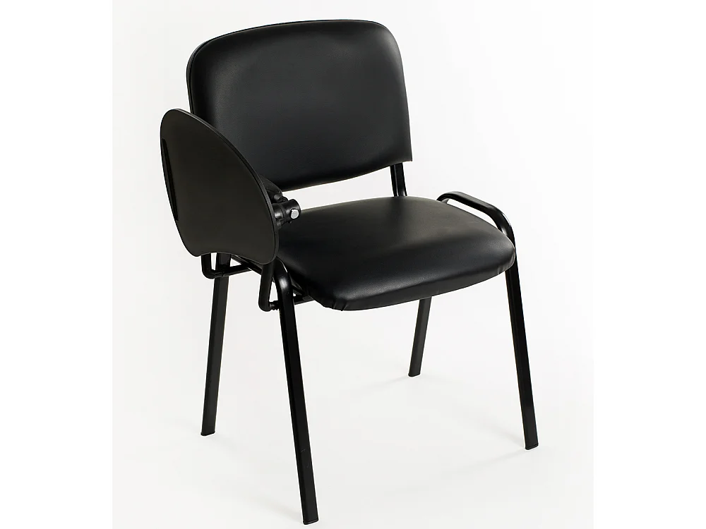 Set di 6 sedie impilabili in Ecopelle con Ribaltina scrittoio tavoletta per studio sala conferenza convegni - Nero