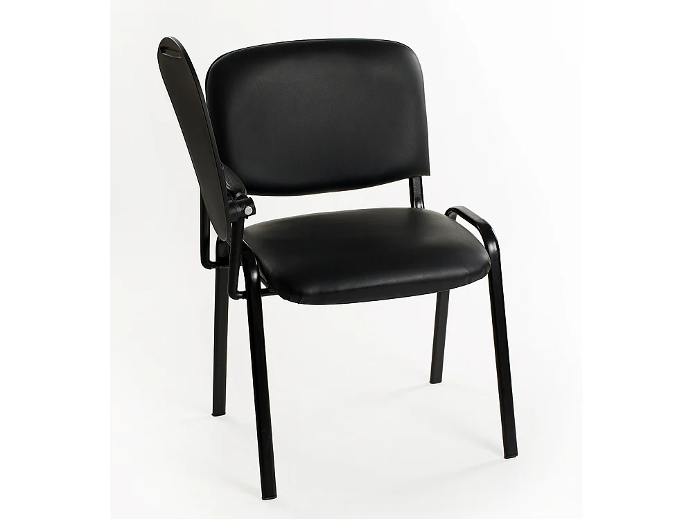 Set di 6 sedie impilabili in Ecopelle con Ribaltina scrittoio tavoletta per studio sala conferenza convegni - Nero