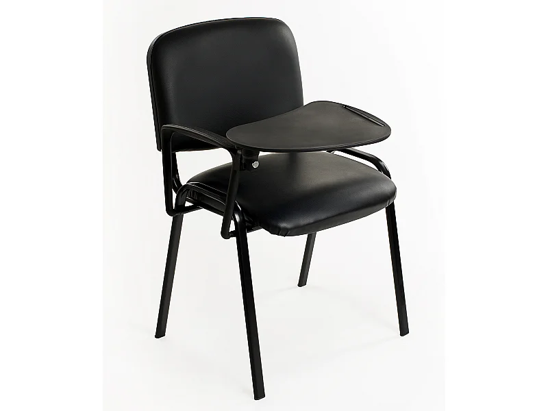 Set di 6 sedie impilabili in Ecopelle con Ribaltina scrittoio tavoletta per studio sala conferenza convegni - Nero