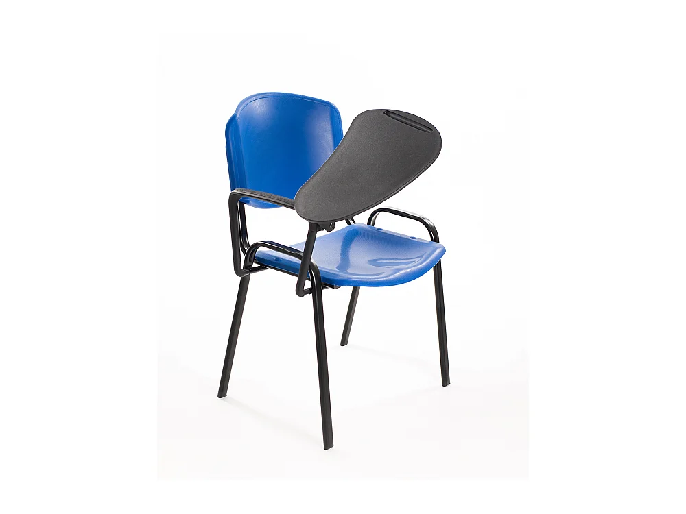 Set di 6 sedie impilabili in plastica con Ribaltina scrittoio tavoletta per sala conferenza meeting e convegni -Blu