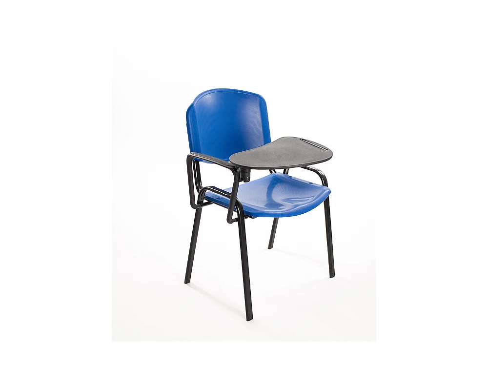 Set di 6 sedie impilabili in plastica con Ribaltina scrittoio tavoletta per sala conferenza meeting e convegni -Blu
