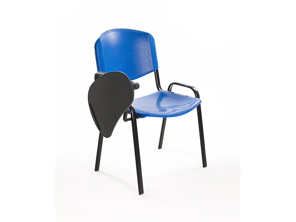 Set di 6 sedie impilabili in plastica con Ribaltina scrittoio tavoletta per sala conferenza meeting e convegni -Blu