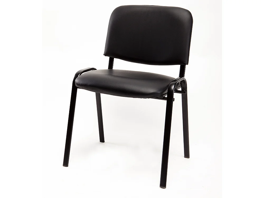 Set Di 6 Sedie Per Sala attesa Ufficio Studio Sala Conferenze Riunione Ospite Impilabili Imbottite In Ecopelle Nera