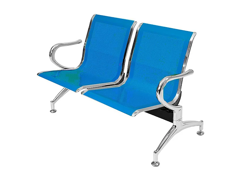 Panca per sala attesa ufficio studio in acciaio a 2 posti - colore blu