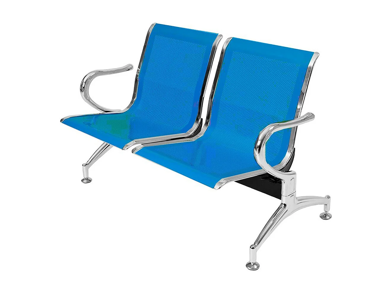 Panca per sala attesa ufficio studio in acciaio a 2 posti - colore blu