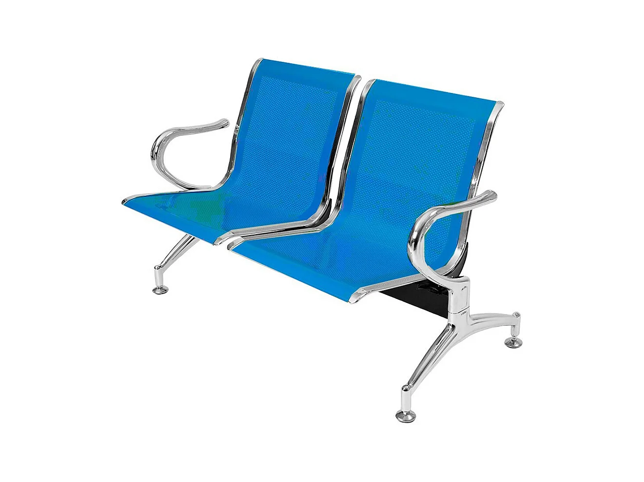 Panca per sala attesa ufficio studio in acciaio a 2 posti - colore blu