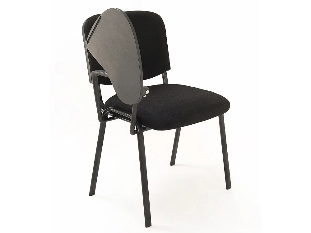Set di 6 sedie Impilabili in Tessuto con Ribaltina scrittoio tavoletta per studio sala conferenza convegni - Nero