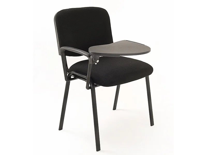 Set di 6 sedie Impilabili in Tessuto con Ribaltina scrittoio tavoletta per studio sala conferenza convegni - Nero