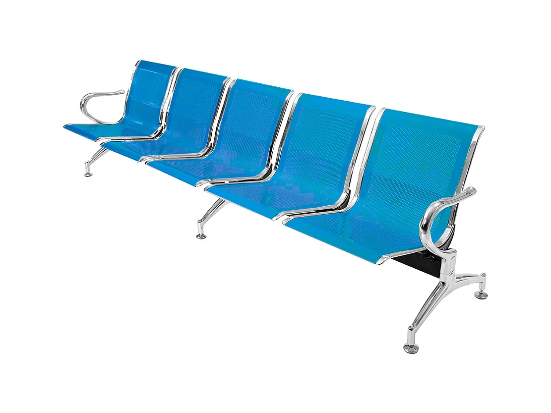 Panca per sala attesa aspetto studio ufficio in acciaio a 5 posti - colore blu