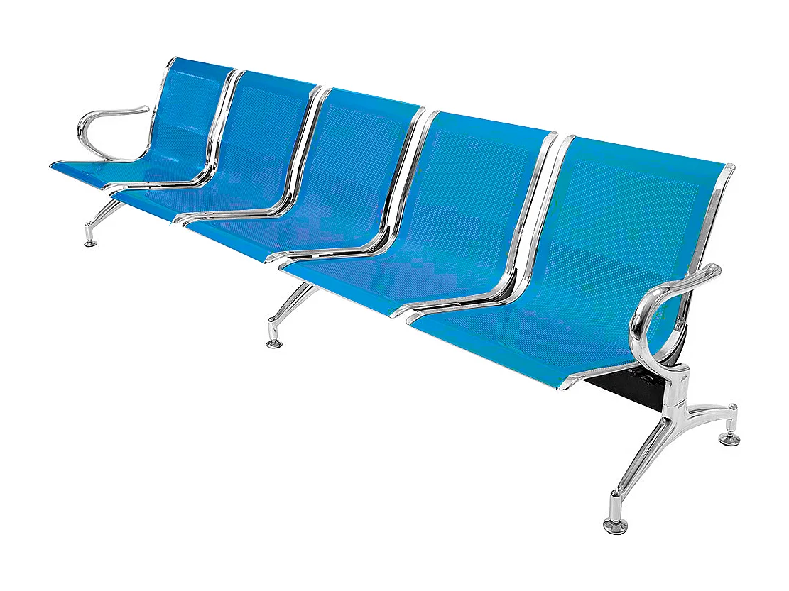 Panca per sala attesa aspetto studio ufficio in acciaio a 5 posti - colore blu