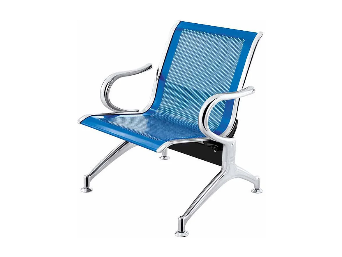 Panca per sala attesa ufficio studio in acciaio a 1 posto - colore blu