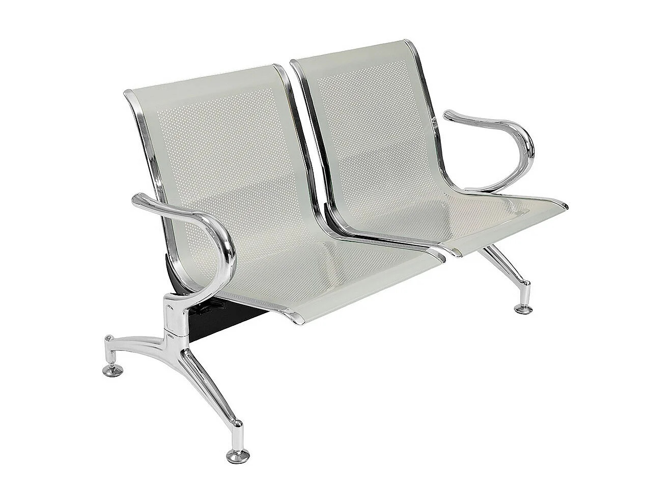 Panca per sala attesa ufficio studio in acciaio a 2 posti - colore silver