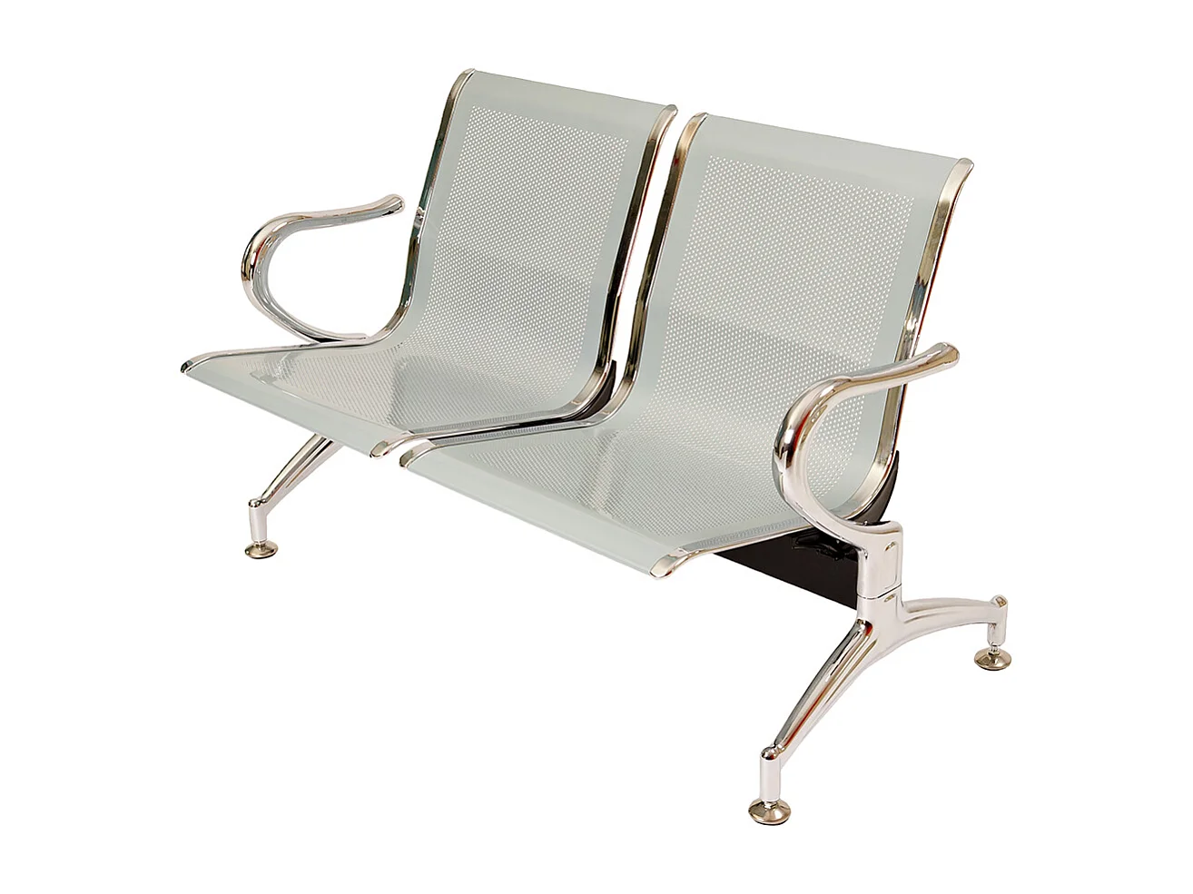 Panca per sala attesa ufficio studio in acciaio a 2 posti - colore silver