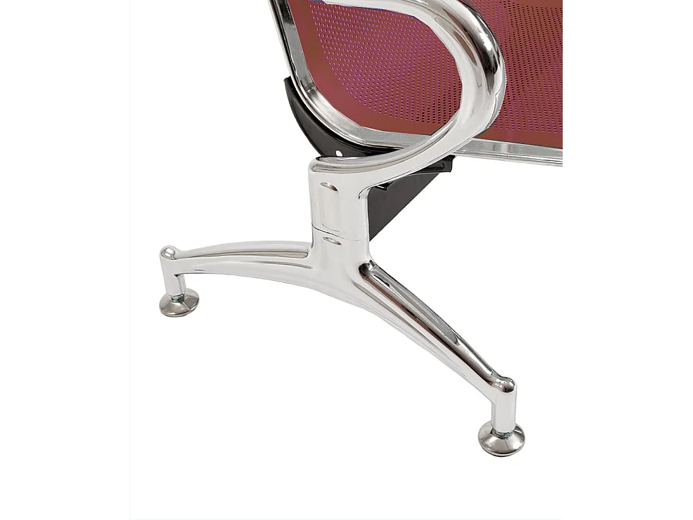 Panca per sala attesa aspetto studio ufficio in acciaio a 5 posti - colore rosso