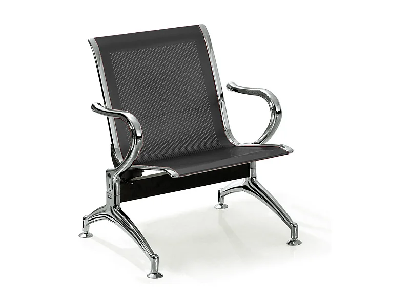 Panca per sala attesa ufficio studio in acciaio a 1 posto - colore nero