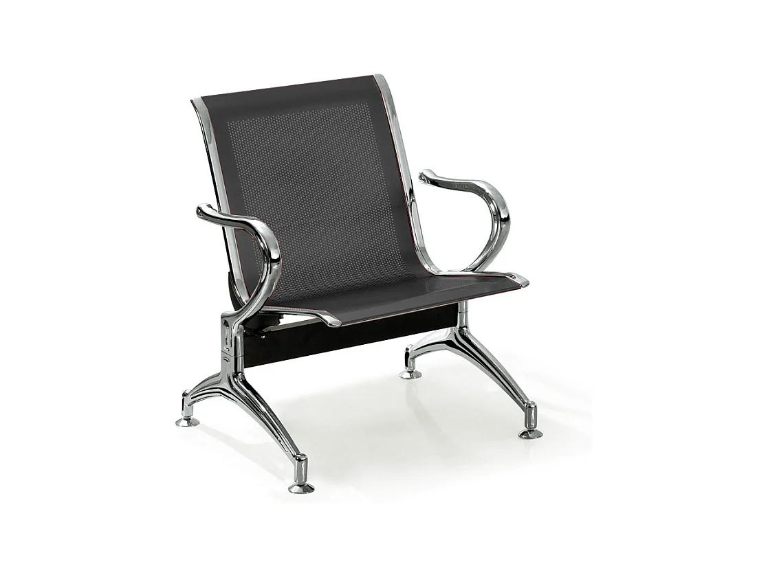 Panca per sala attesa ufficio studio in acciaio a 1 posto - colore nero