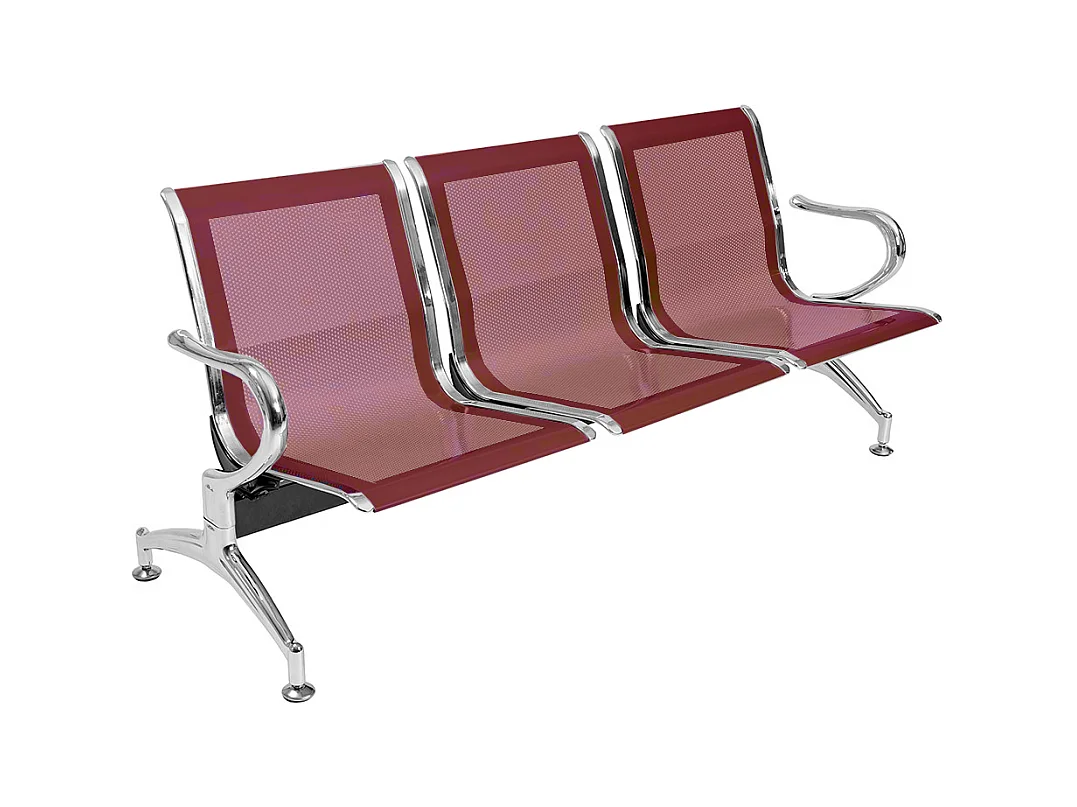 Panca in acciao per sala attesa ufficio studio a 3 posti - colore rosso