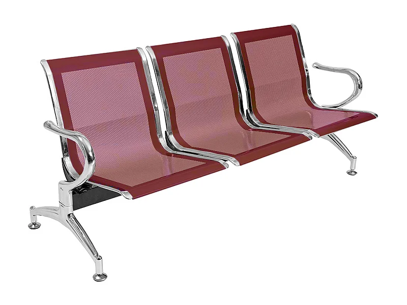 Panca in acciao per sala attesa ufficio studio a 3 posti - colore rosso