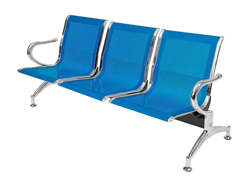 Panca in acciao per sala attesa ufficio studio a 3 posti - colore blu