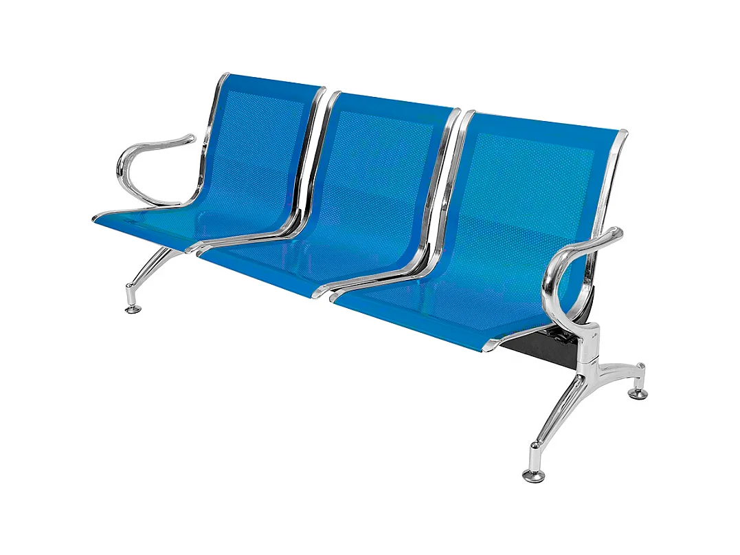Panca in acciao per sala attesa ufficio studio a 3 posti - colore blu